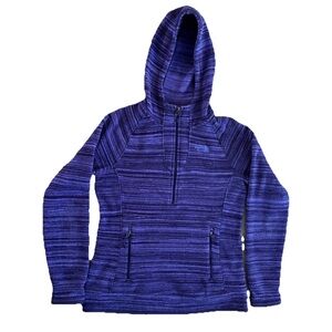 The North Face Women 1/4 Zip Fleece Hoodie Sweatshirt Size M Purple Stripe